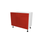 KEUKENKAST MET LAGE DEUR, CHARLEROI, GLANZEND ROOD, L 100 cm x H 72 cm x D 56 cm