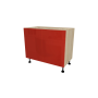 KEUKENKAST MET LAGE DEUR, CHARLEROI, GLANZEND ROOD, L 100 cm x H 72 cm x D 56 cm